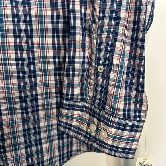 Izod Men's 3XL Tall Blue and Teal Plaid Button Up Natural Stretch Shirt NWT - Picture 6 of 13